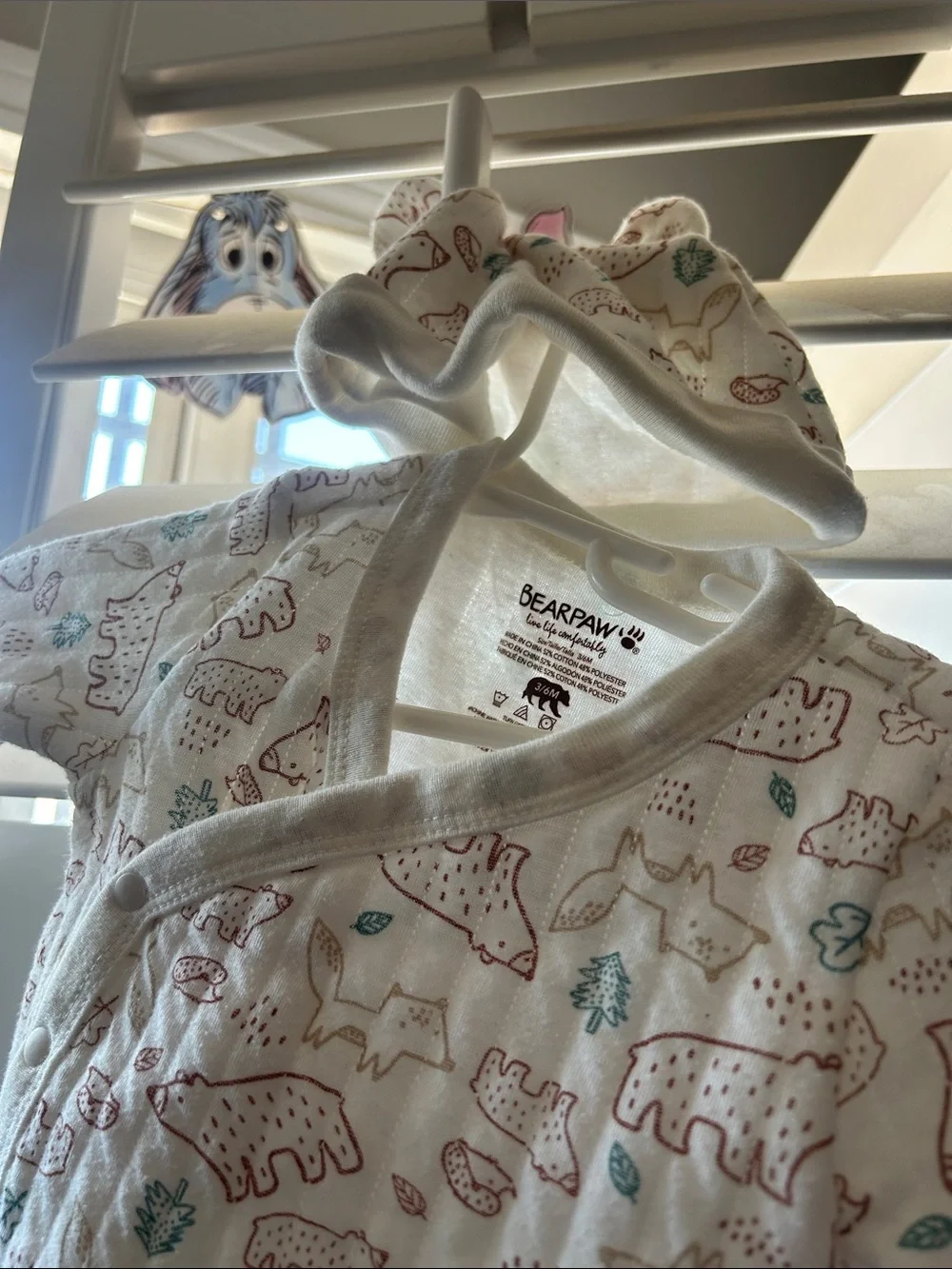 BearPaw Cream White Baby Pajama Set with Brown and Green Bear Print